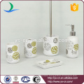 Modern Beautiful Flower And Leaf Natural Ceramic Bath Set